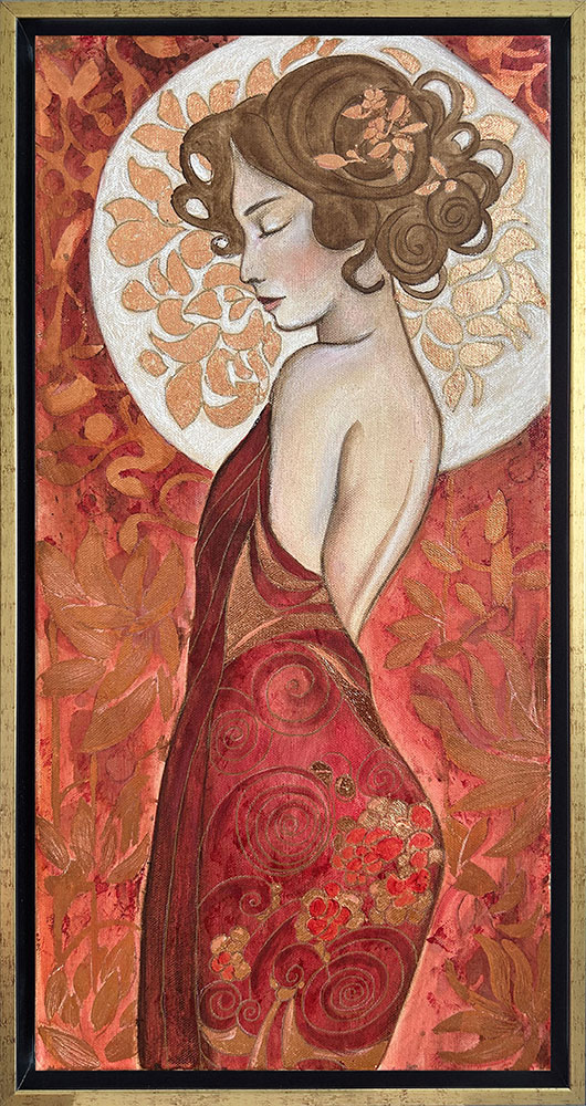 Feeling the beauty  - framed women portrait on canvas - 12x24 in | 30x60 cm