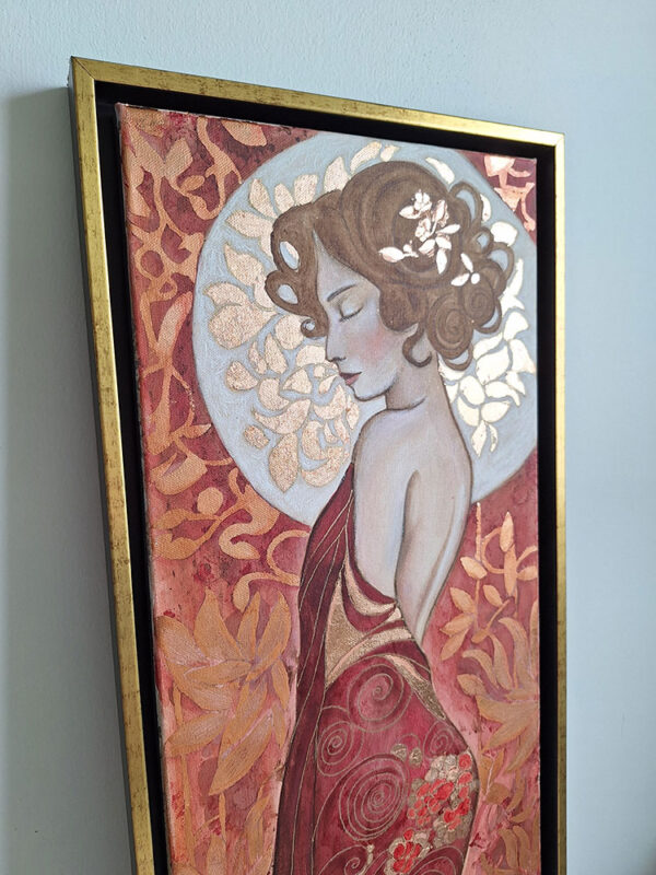 Feeling the beauty  - framed women portrait on canvas - 12x24 in | 30x60 cm