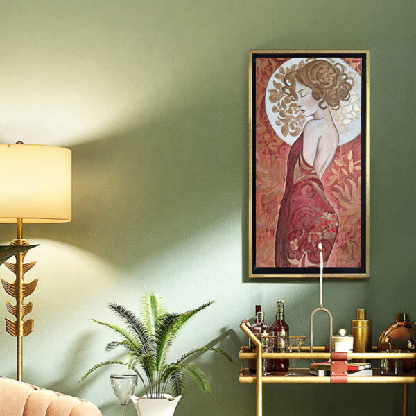 Feeling the beauty  - framed women portrait on canvas - 12x24 in | 30x60 cm