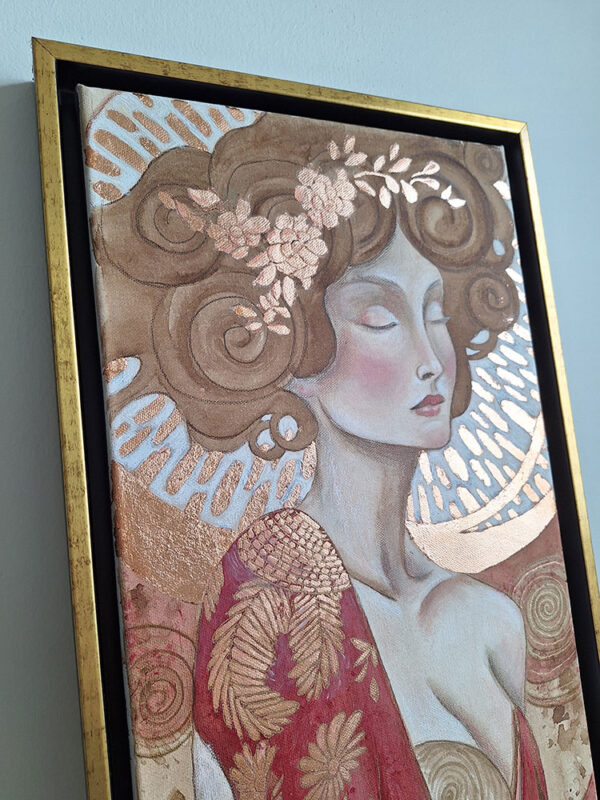 Inner peace - framed women portrait on canvas - 12x24 in | 30x60 cm