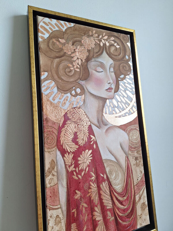 Inner peace - framed women portrait on canvas - 12x24 in | 30x60 cm